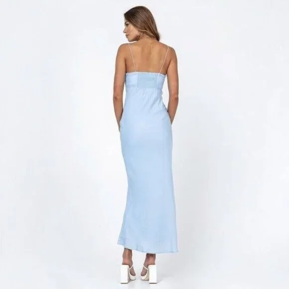 Princess Polly Emily Blue Maxi Dress with Tie Fastening at Bust & Lace Details - Picture 3 of 7